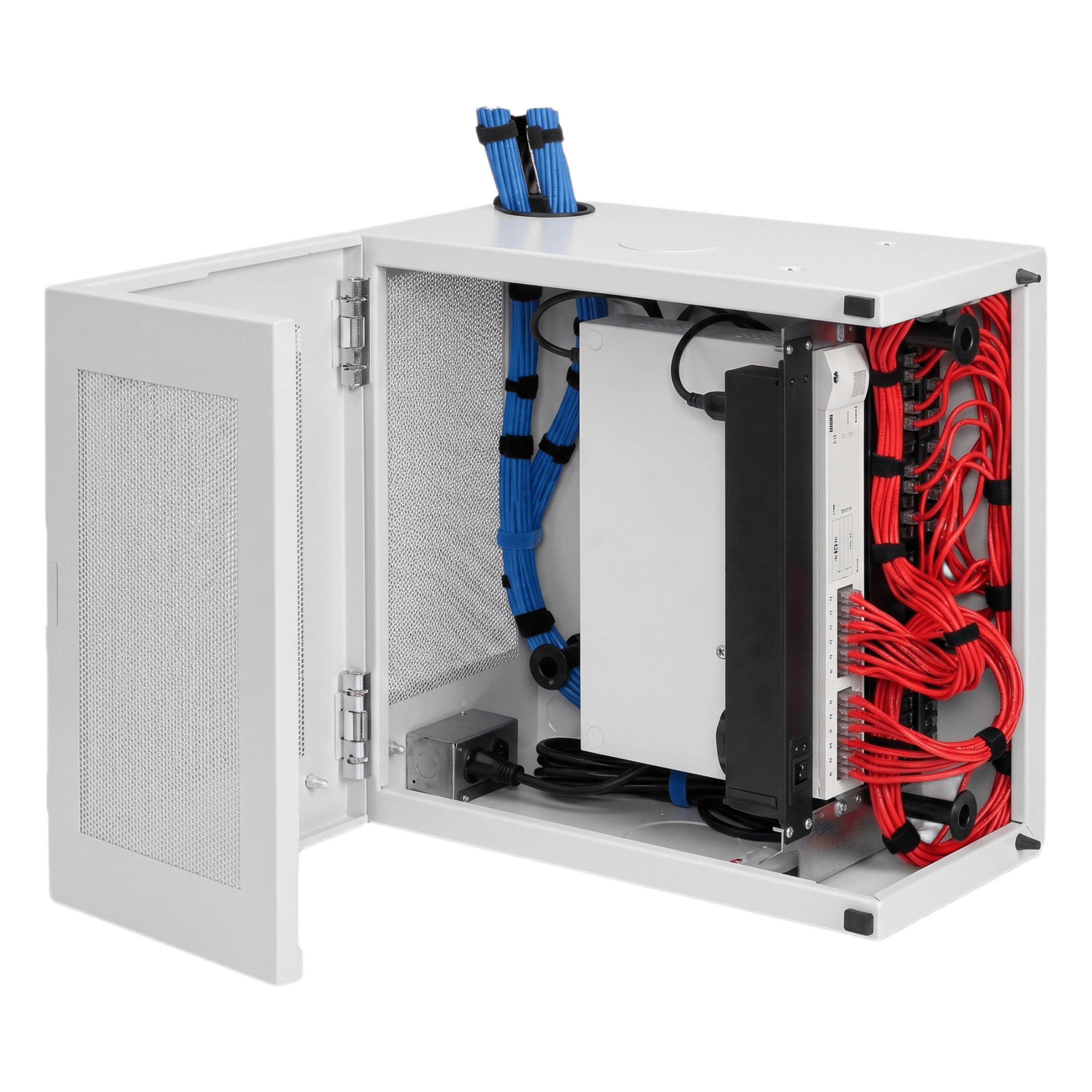 Gabinete de Pared L-Box 6U / Acero 1.9 mm / 610 x 610 x 313 mm (24x24x12 in) / Puerta L 120° / RAL 7035 / Rack 19" — HOFFMAN · SKU DBL242412G