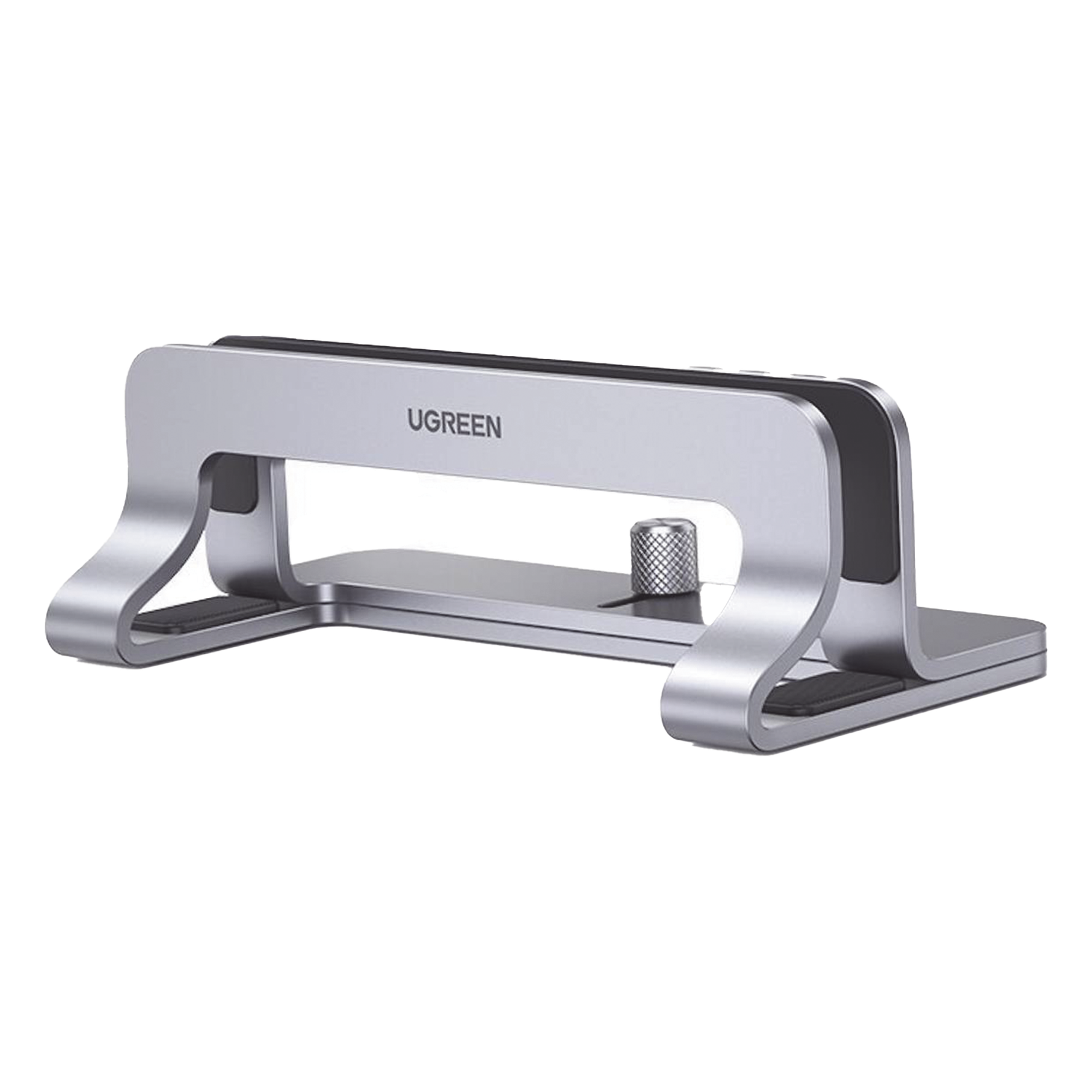 Soporte Vertical para Laptop / Adecuado para escritorio / Anchura Ajustable (12-26mm) / Amplia compatibilidad / Anti-Arañazos / Anti-Deslizante /Ajustable Mediante Tornillos / Color Plata / Aluminio + Silicona — UGREEN · SKU 20471
