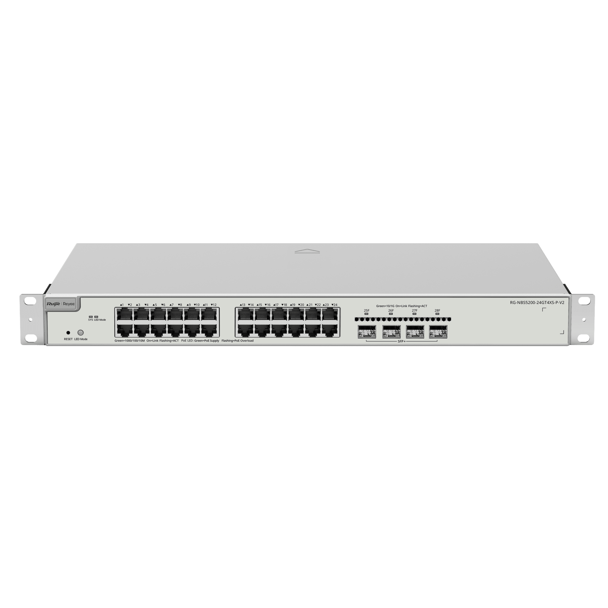 Switch Administrable PoE Capa 2+ Plus, con 24 puertos Gigabit PoE 802.3af/at + 4 SFP+ para fibra 10Gb, gestión gratuita desde la nube, 370w