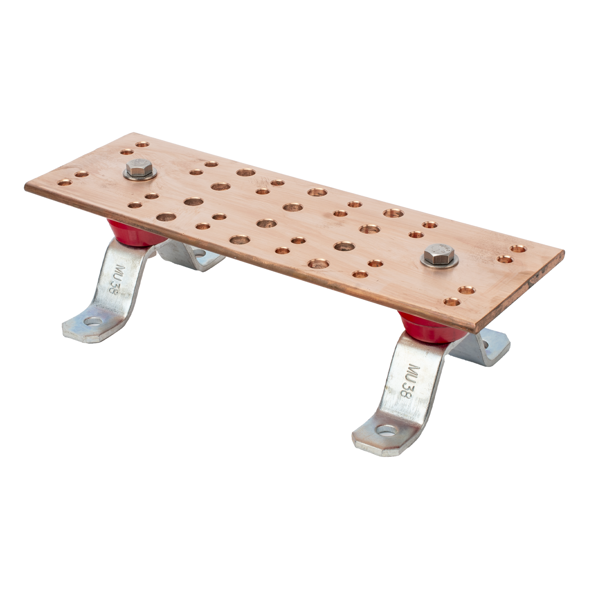 Barra Unión Telecom TMGB / 12 x 4 x 1/4 in / 100% Cobre / 12+24 Orificios / Aisladores Rojos / J-STD-607-A — LINKEDPRO BY EPCOM · SKU LP-BUS-TMX12