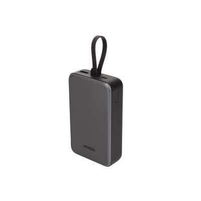 Power Bank Portatil | 20000mAh (74Wh) | 30W | Con Cable USB-C Incorporado | 2 Salidas 22,5W | Pantalla Inteligente | Multiple Proteccion | Aprobado por Aerolíneas | Color Grey.