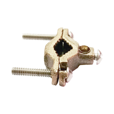Conector Tubo a Cable / Bronce 100% / Tubo hasta 1 1/4 in / Cable 4 AWG / Aterrizaje Torres TZ / Sin Soldadura