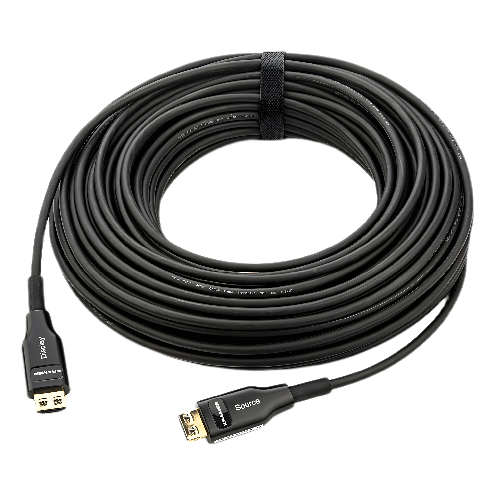 Cable Optico HDMI Híbrido | 4K@60Hz 18 Gbps | 20 m | Fibra OM3 + Cobre | LSHF | Bañado Oro 24K | HDCP 2.2 | HDR | ARC | CEC