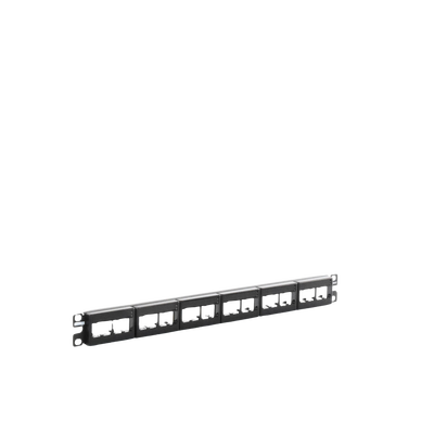 Panel de Parcheo Modular Mini-Com (Sin Conectores), Plano, Sin Blindaje, Con Etiqueta y Cubierta, de 24 Puertos, 1UR
