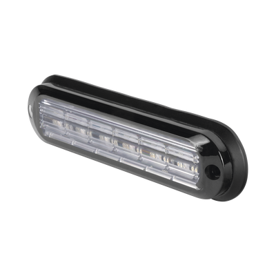 Luz Auxiliar Ultra Brillante IP67 de 6 LEDs, Color Rojo, con mica transparente y bisel negro
