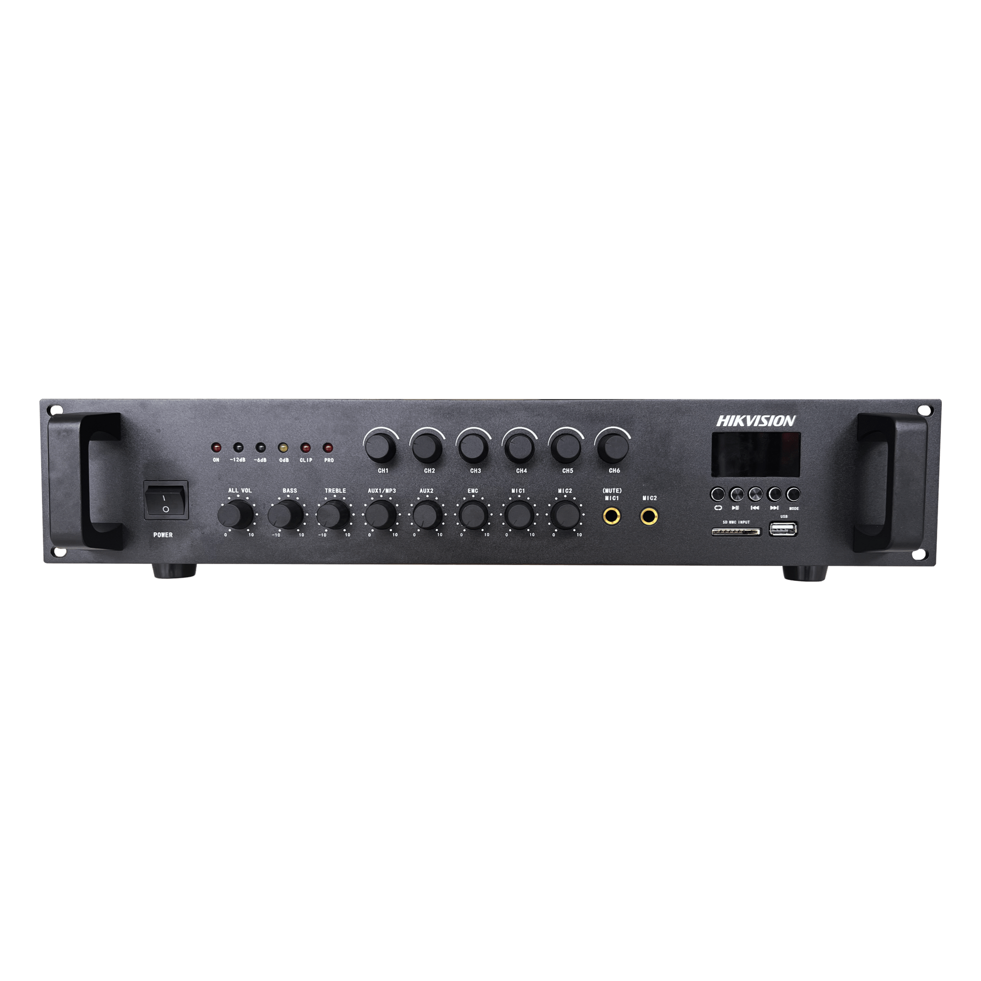 Amplificador de Audio / 240 W / 6 Zonas Independientes / Bluetooth / USB / SD / 70V / 100V / Montaje en Rack