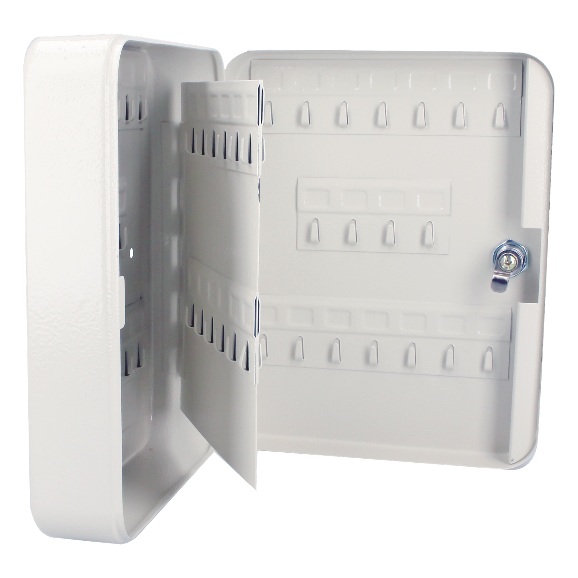 Caja para llaves con capacidad para 60 llaves/ Medidas 200 x 250 x 75 mm (ancho x alto x profundidad)/ Fabricada en acero/ Cerradura con llave. — LOCK · SKU SYS-CLL-60