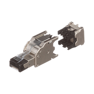 Plug RJ45 Blindado, Instalación Recta, Terminación en Campo Certificable, Compatible con Cat5e, Cat6 y Cat6A, Color Plata