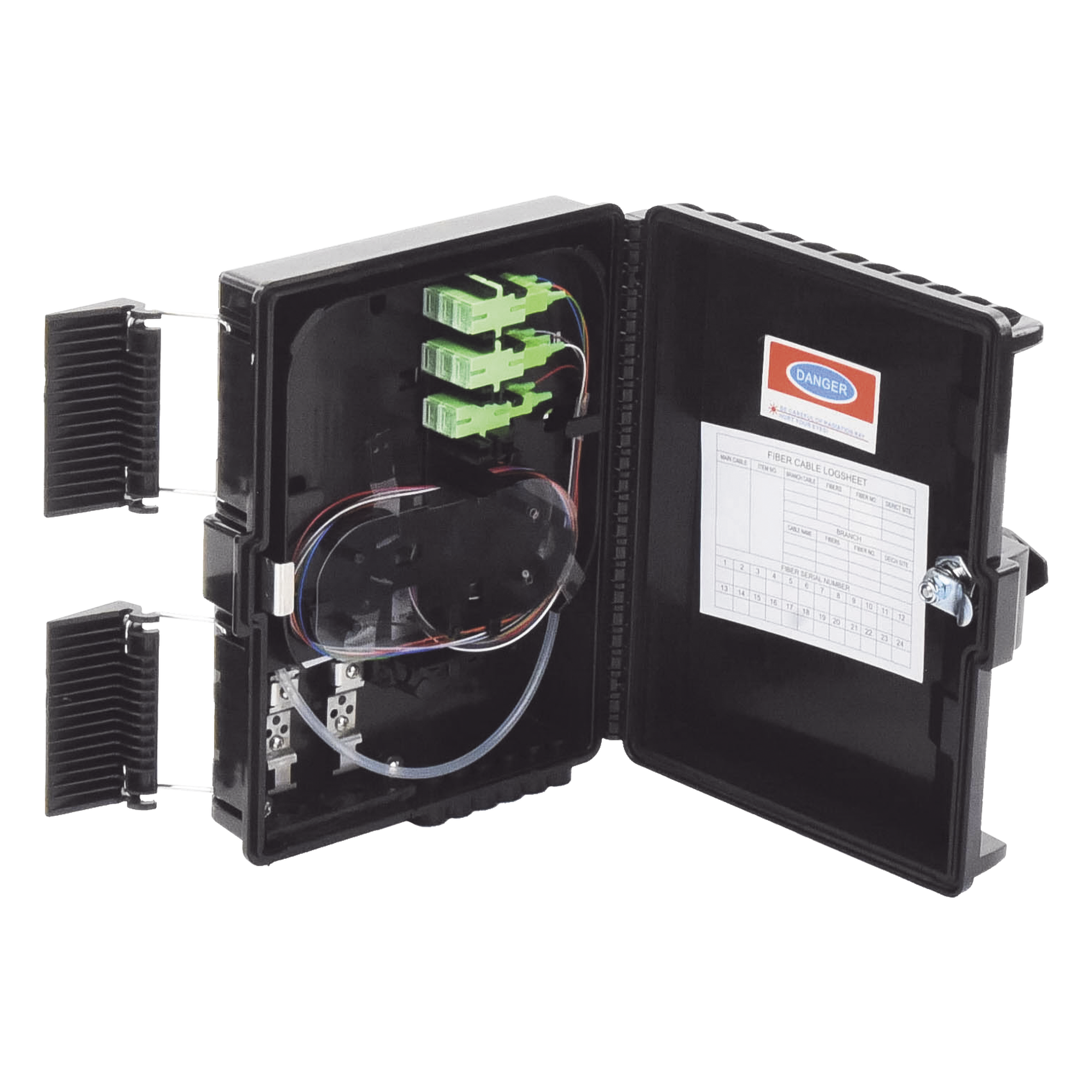 Cierre de Empalme para 24 Fusiones de Fibra Óptica, Interior/Exterior, con 8 Acopladores SC/APC y Splitter 1x8 SC/APC Incluido, IP65 — LINKEDPRO BY EPCOM · SKU LP-FAT08