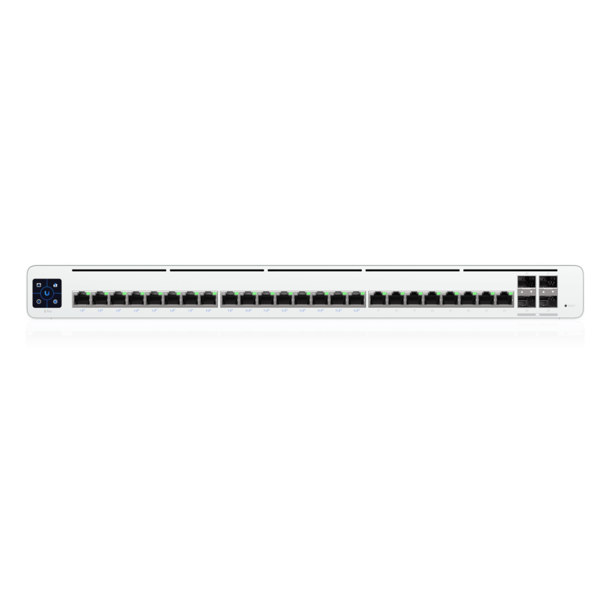 Switch Administrable PoE / 24 Puertos GbE / 4 SFP+ 10G / PoE Pasivo 27 V 220 W / Pantalla Táctil 1.3"