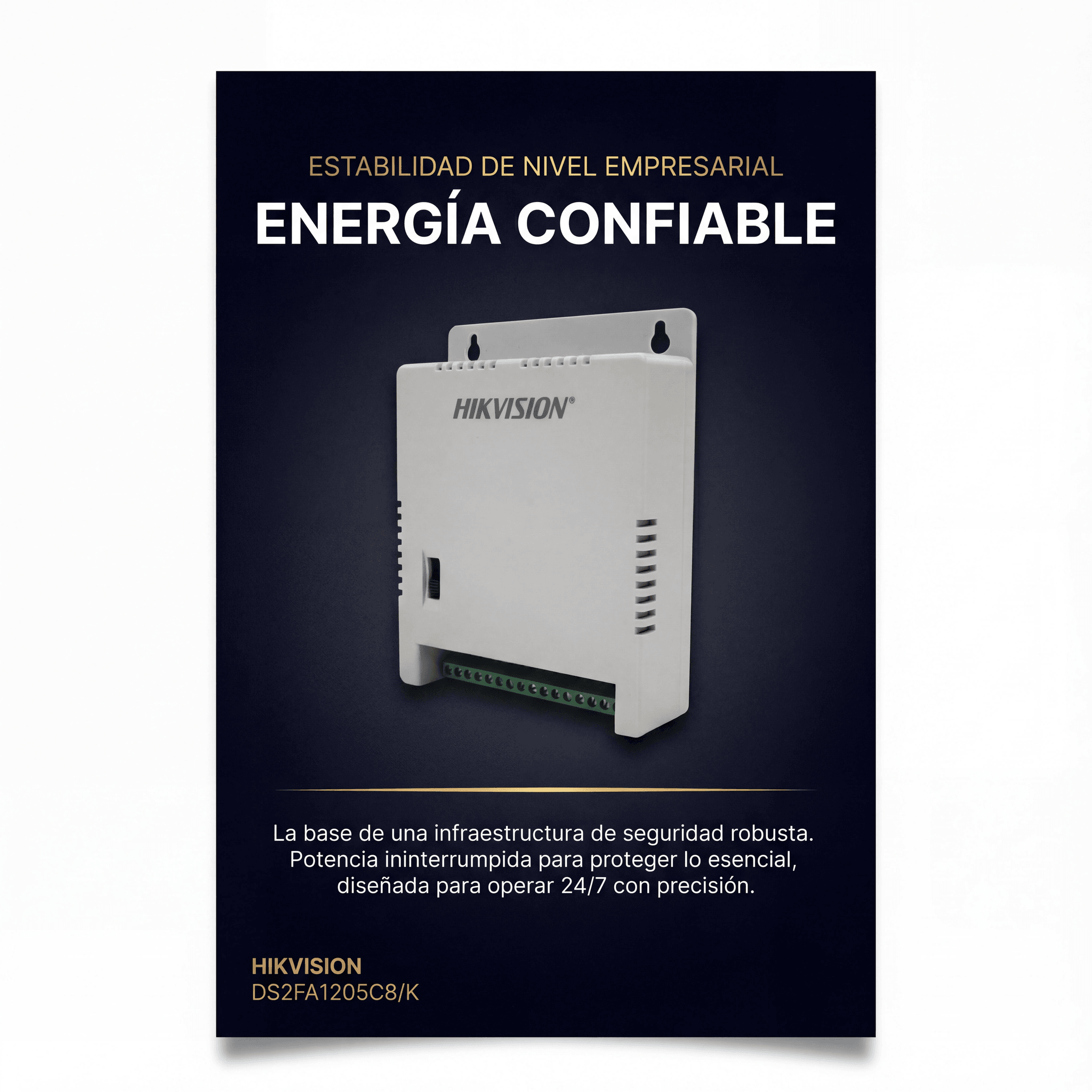 Fuente de Poder Regulada 12 Vcc / 13.5 Vcc / 15 Vcc para 8 Cámaras / 8 Amperes (1 Amp por Salida) / Voltaje de Entrada 90 - 130 VCA / Filtro de Ruido para Cámaras 4K / Modo para Largas Distancias