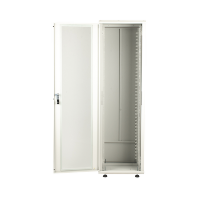 Gabinete Rack 42 Unidades / Piso 19 Pulgadas / Puerta Cristal Templado / Capacidad Carga 1000 Kg / Acero Calibres 16-18-20 / Ventilación Superior / Cerradura Seguridad, Niveladores Incluidos
