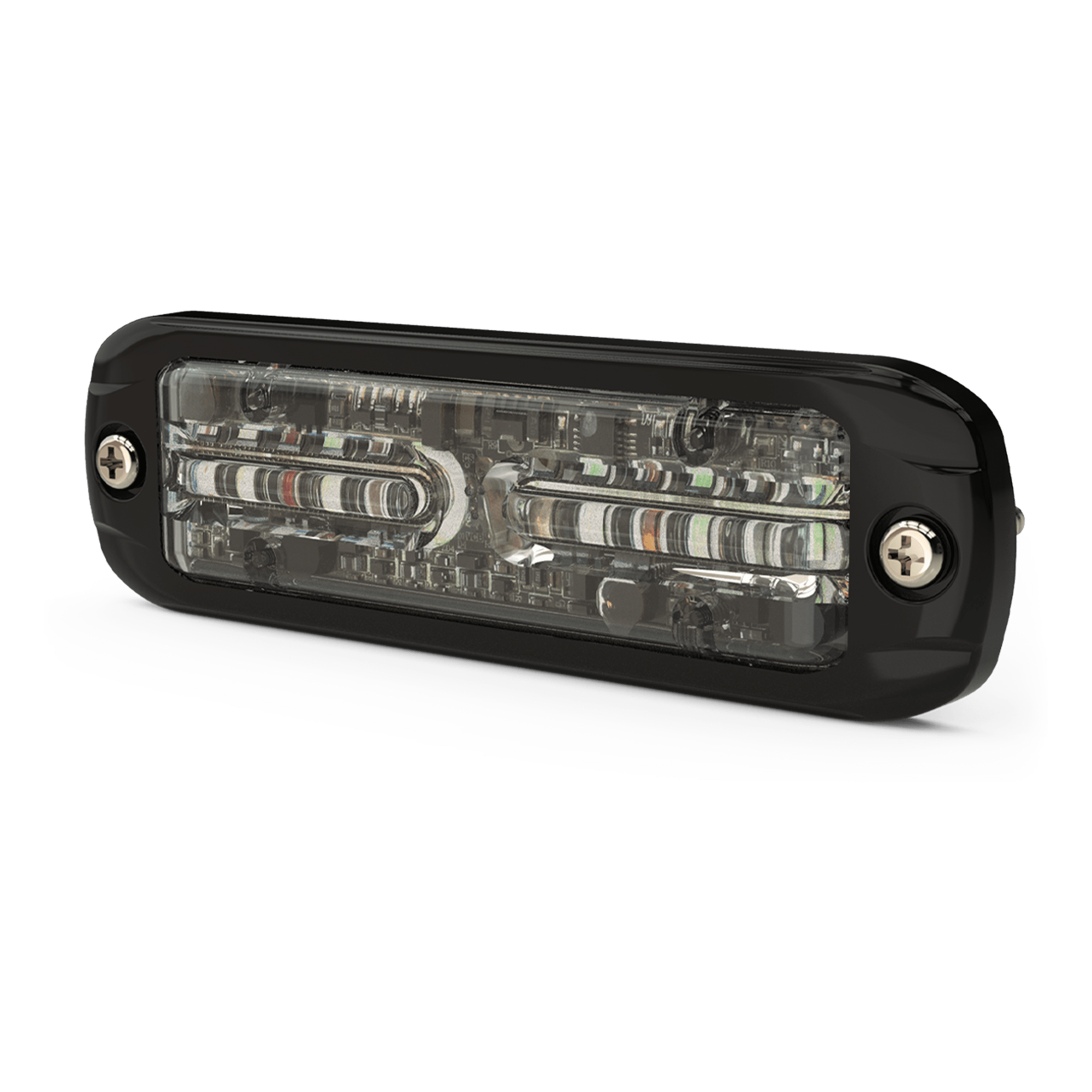 Luz Auxiliar de 18 LEDS, Tricolor Rojo/Azul/Blanco, Lente transparente, Bisel Negro — ECCO · SKU CD3802RBWSB