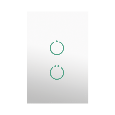 (ZWAVE) Interruptor On/Off panel táctil touch inalámbrico Zwave Plus 2 botones. No requiere cable neutro, Compatible con Hubitat HC8, Álula M2M, otros 