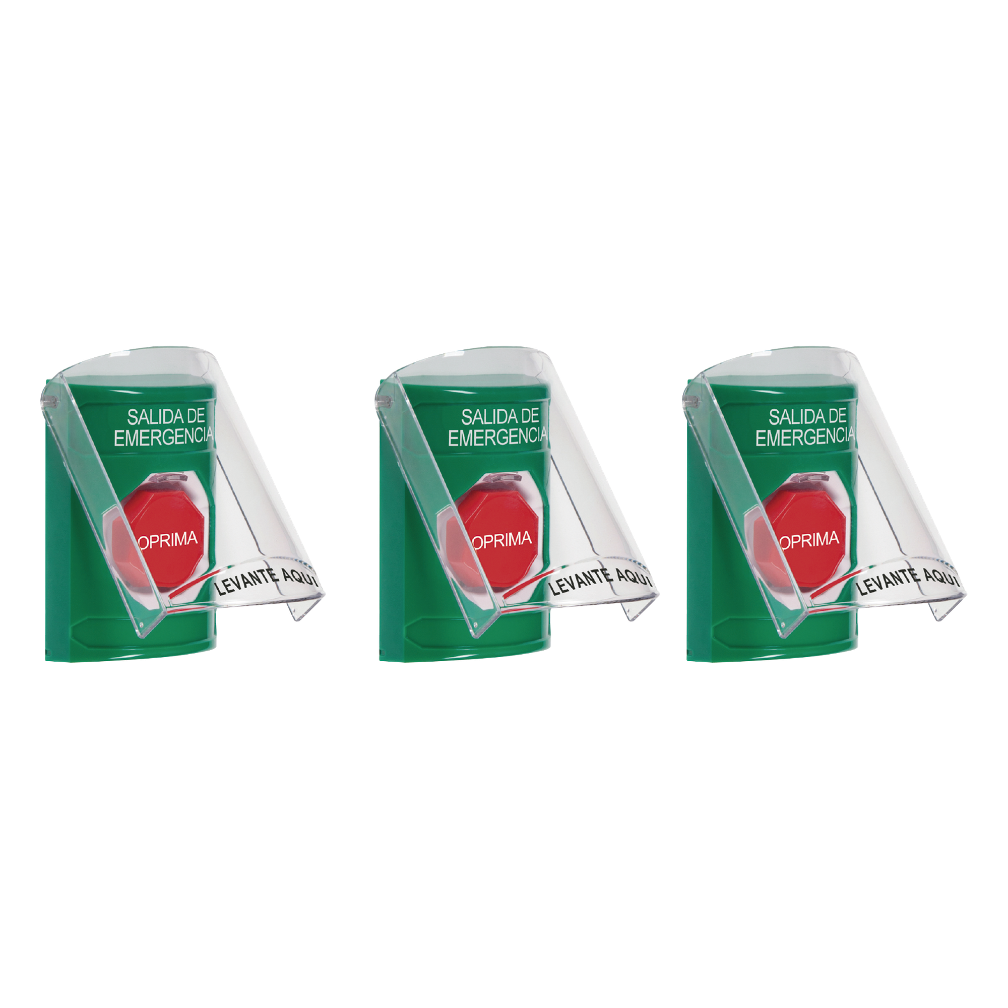Paquete de 3 Botones con 3 Diferentes Métodos de Activación y 3 Mensajes Diferentes, Color Verde — STI · SKU CP-SS13-ES