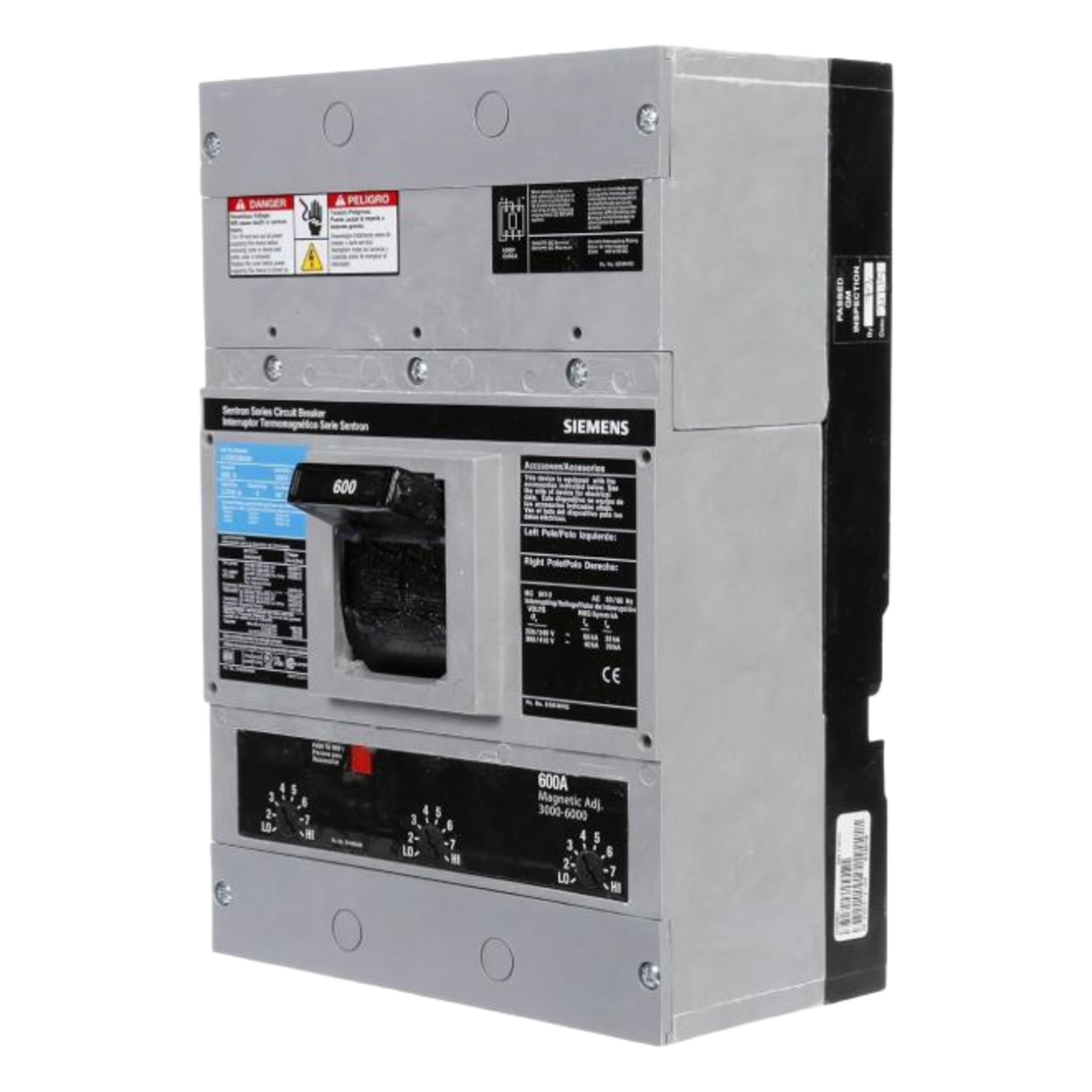 Interruptor Termomagnético 600V 3X600A, Sin zapatas principales. — SIEMENS · SKU LXD63B600