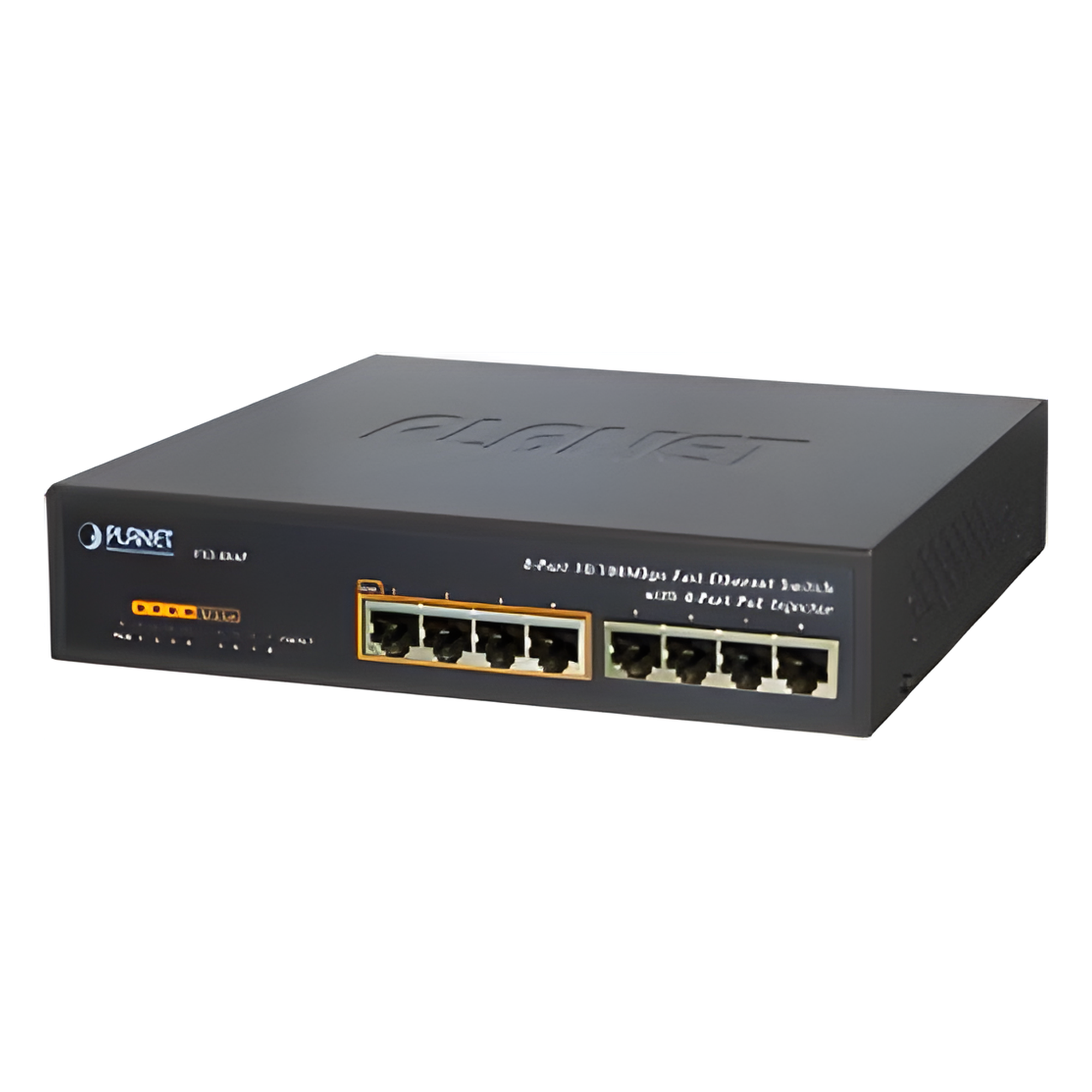 Switch no administrable PoE de 8 puertos 10/100 Mbps con 4 puertos PoE 802.3af — PLANET · SKU FSD-804P