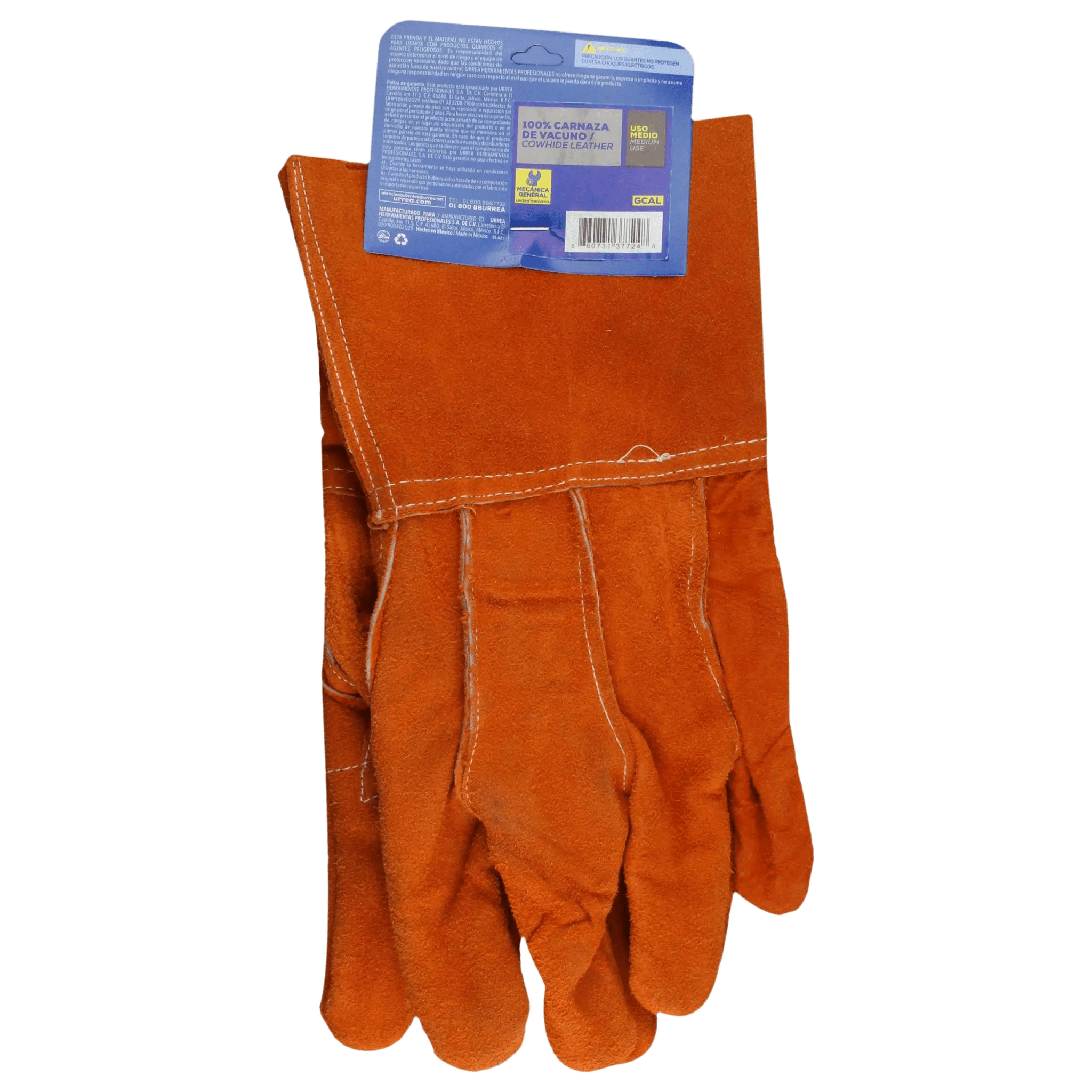 Guantes de Carnaza Largo/ Refuerzo en Palma / Resistente a Abrasión y Temperaturas Moderadas.