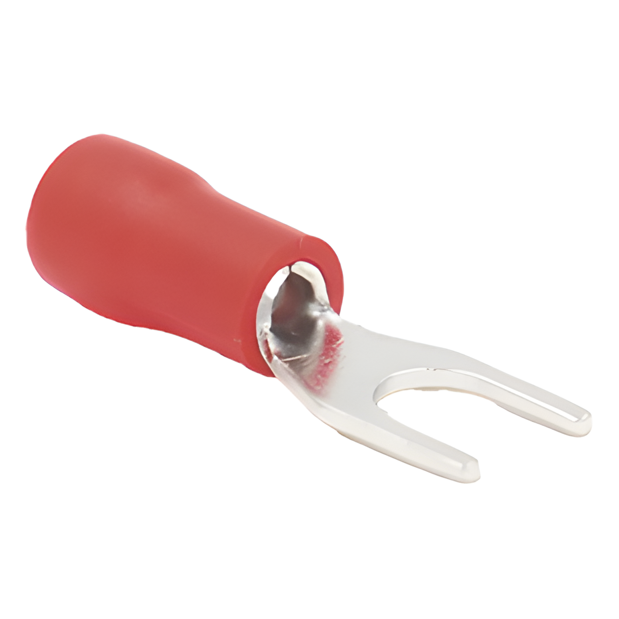 Terminal tipo horquilla ( espada ) aislada / 22 - 16 AWG / Rojo / Paquete de 25 piezas. — EPCOM POWERLINE · SKU RA1147