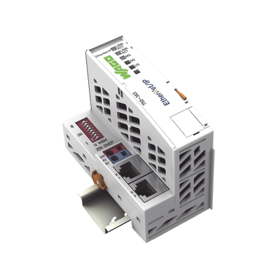 Acoplador de Bus de Campo EtherNet/IP / 4ª Generación ECO / 2x RJ-45 10/100 Mbit/s / Switch Integrado / Hasta 250 Módulos / IP20 / 24 VCC / Certificaciones ATEX IECEx — WAGO · SKU 750-363