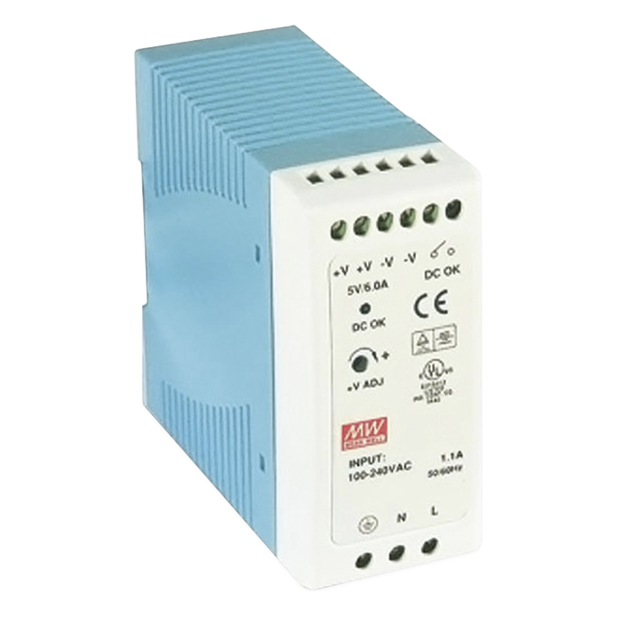 Fuente de poder Industrial Riel Din 12Vcc, 40W — MEANWELL · SKU MDR-40-12