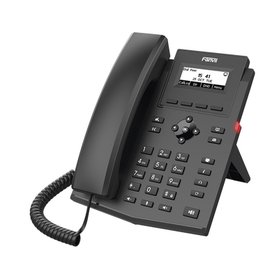 Teléfono IP / 2 Líneas SIP / Pantalla LCD 2.3" 132x64 / Audio HD G.722 y Opus / Conferencia 6 Vías / PoE 802.3af / Puertos Ethernet Duales 10/100 / Soporte EHS