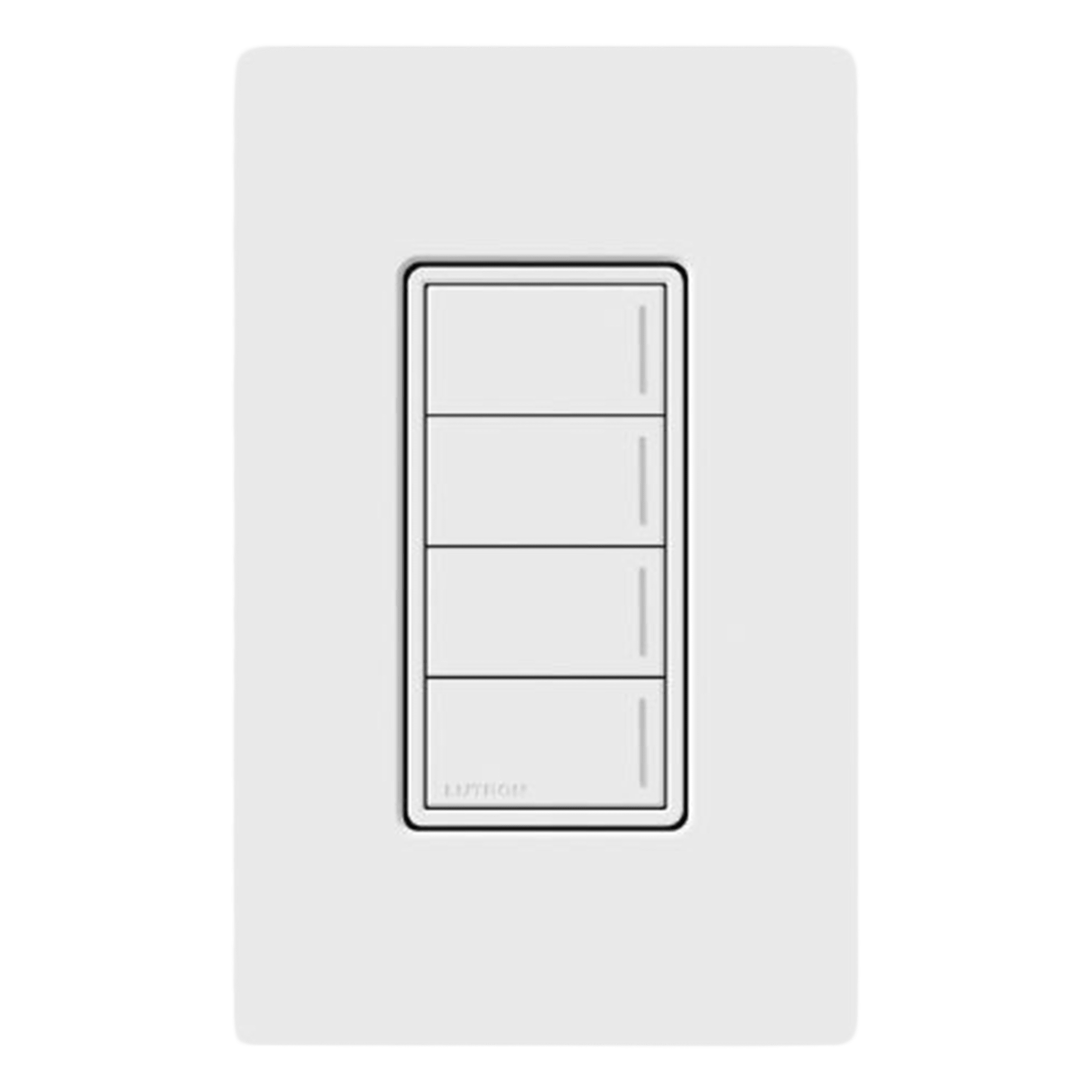 Teclado de escenas Sunnata de 4 botones, comunicación inalámbrica Clear Connect, 120-277 V, blanco brillante, para sistema RadioRA 3 — LUTRON RADIORA 3 · SKU RRSTW4BWH