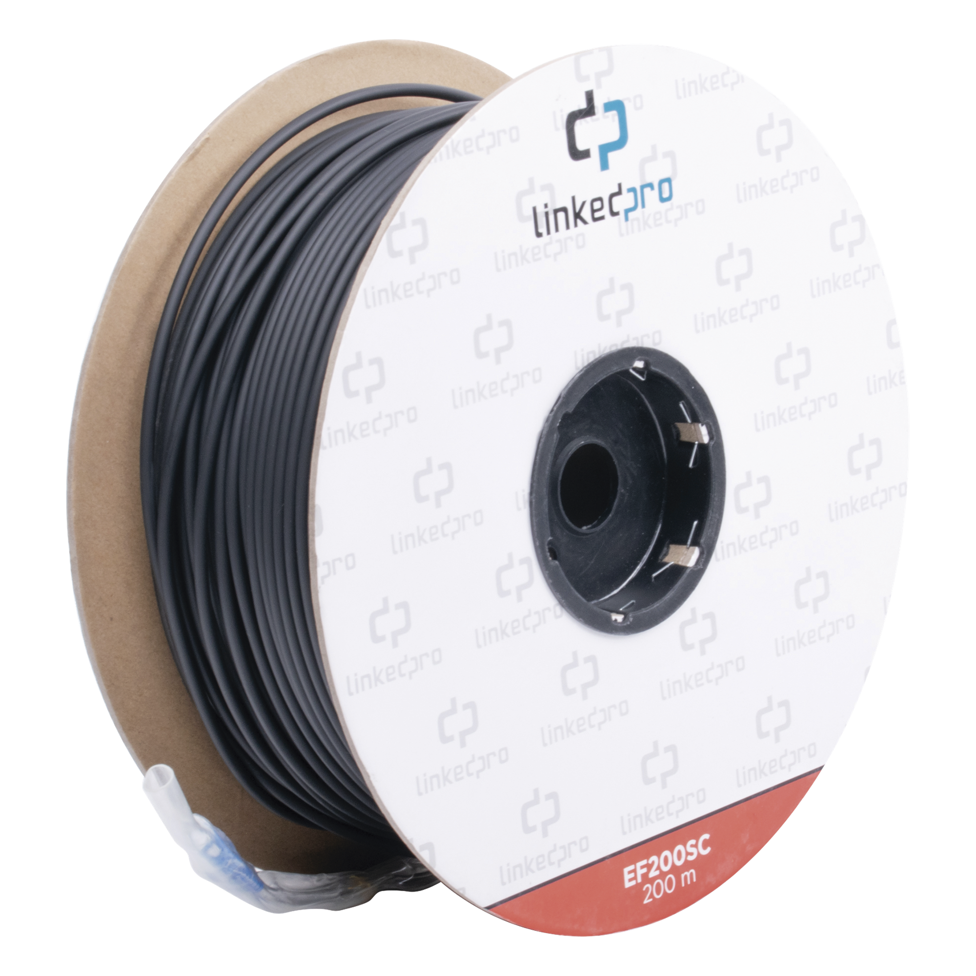 Carrete de Fibra Óptica Monomodo con Conectores SC-SC Duplex, Reforzada con Kevlar, de 200 Metros (656.17 Pies), Para Instalaciones Subterráneas por Tubería — LINKEDPRO BY EPCOM · SKU EF-200-SC