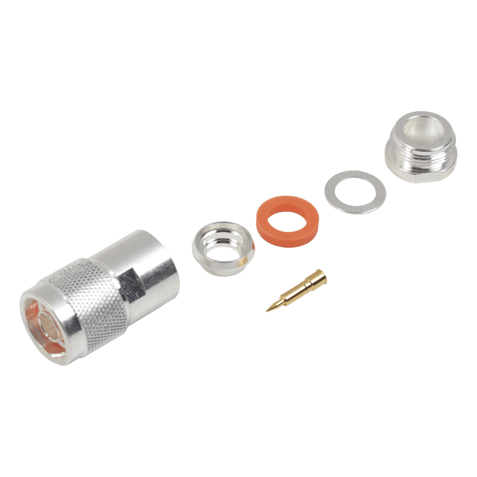 Conector N Macho de Rosca para Cables 9913, RFLASH-1113, 7810A, RG8/U-SYS, CNT-400, 8214, Plata/Oro/Teflón. — RF INDUSTRIES,LTD · SKU RFN-1002-1SI