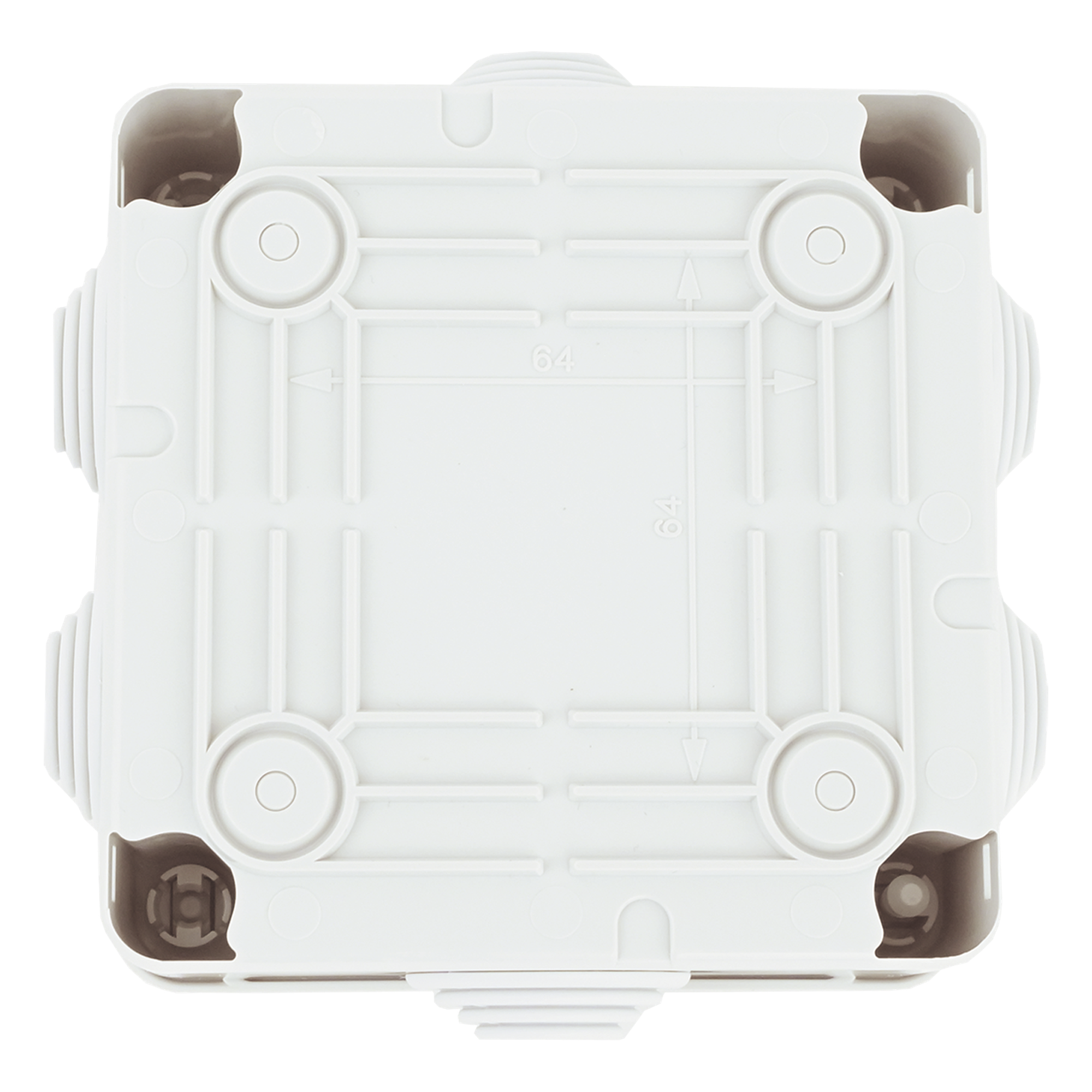 Caja Estanca de PVC Para Derivación y Conexión, 6 Entradas, Tapa con Tornillo de 1/4" de Vuelta, 100x100x50 mm (Área Interna), Uso Exterior IP55, Material que no Propaga el Fuego y Libre de Hálogenos