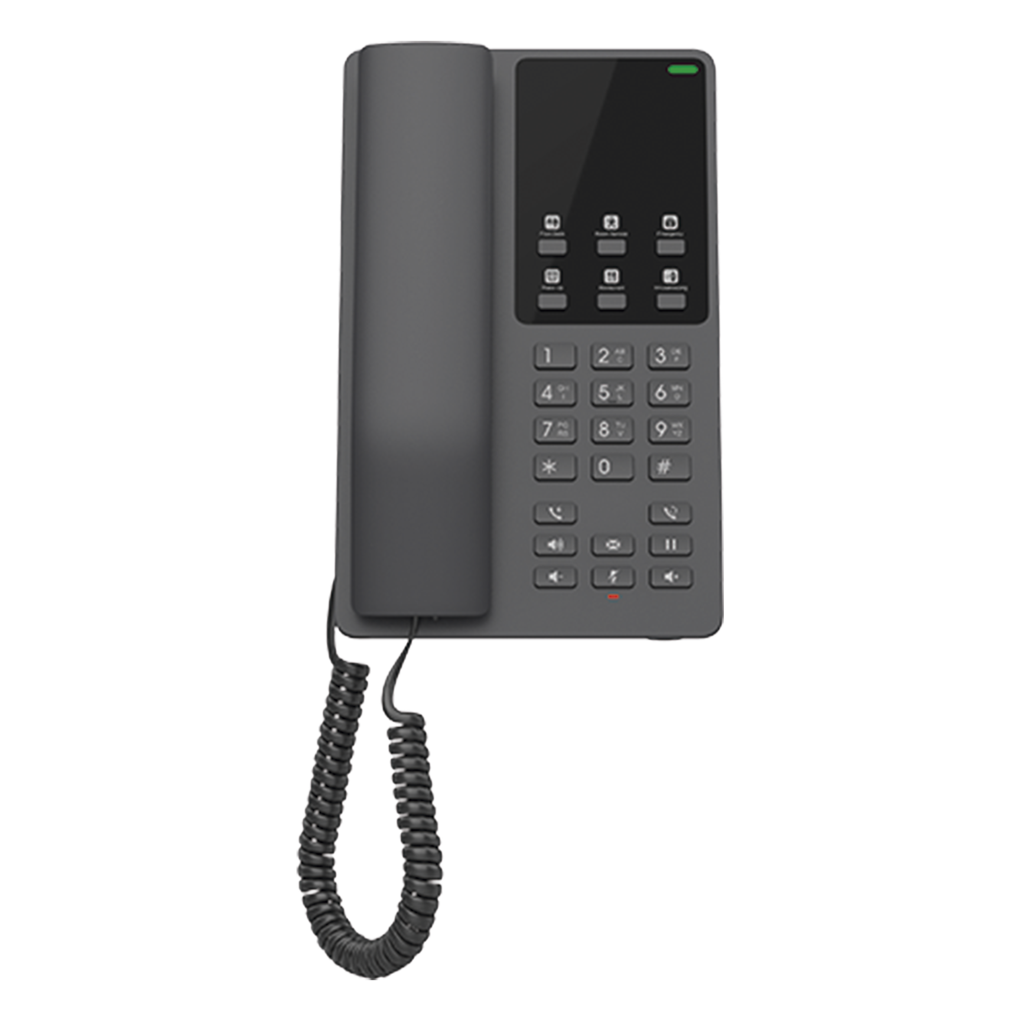 Teléfono IP Hotelero, 2 líneas SIP con 2 cuentas, codec Opus, IPV4/IPV6, color negro, con gestión en la nube GDMS — GRANDSTREAM · SKU GHP621