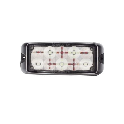 Luz de Advertencia de 5X2" 10 LED, Rojo/Azul, Bisel Negro, Lente Transparente