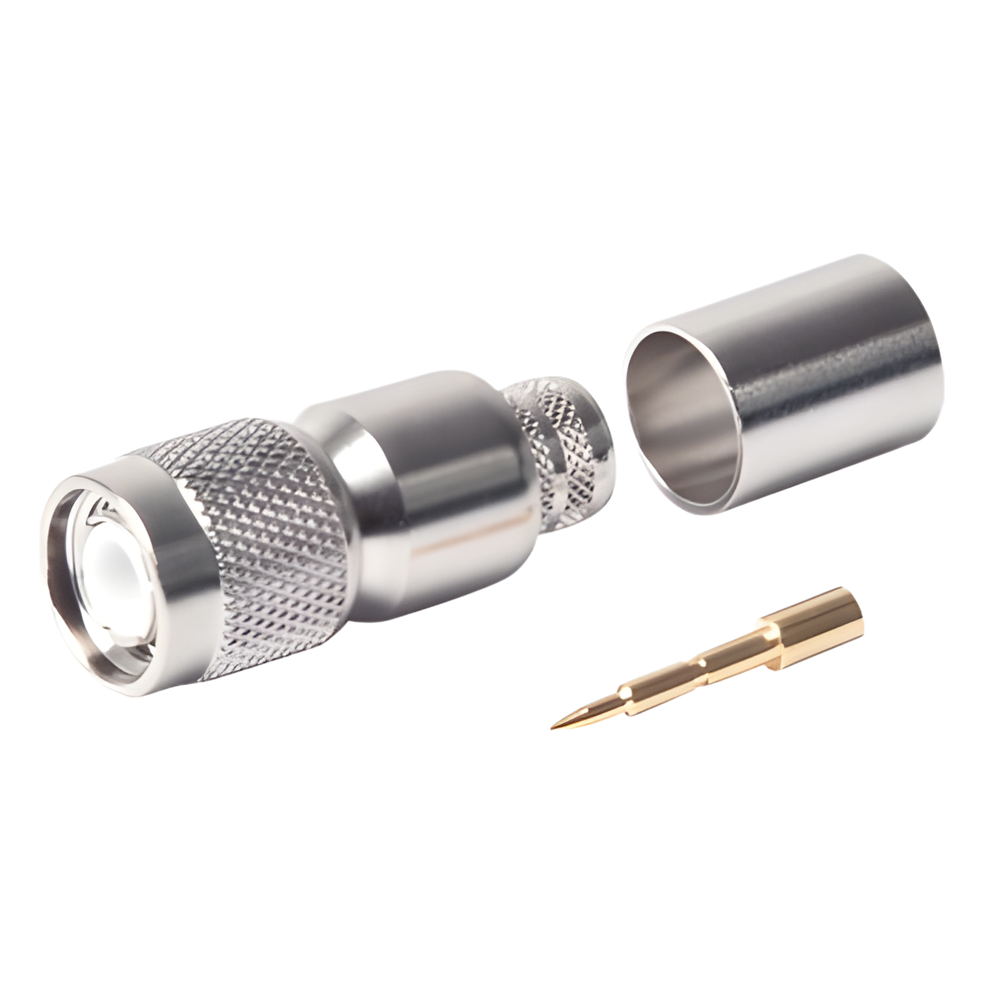 Conector TNC Macho de Anillo Plegable para LMR-400, 9913, 8214, CNT-400, RFLASH-1113, RG8/U-SYS, Niquel/Oro/Teflón. — RF INDUSTRIES,LTD · SKU RFT-1202-I
