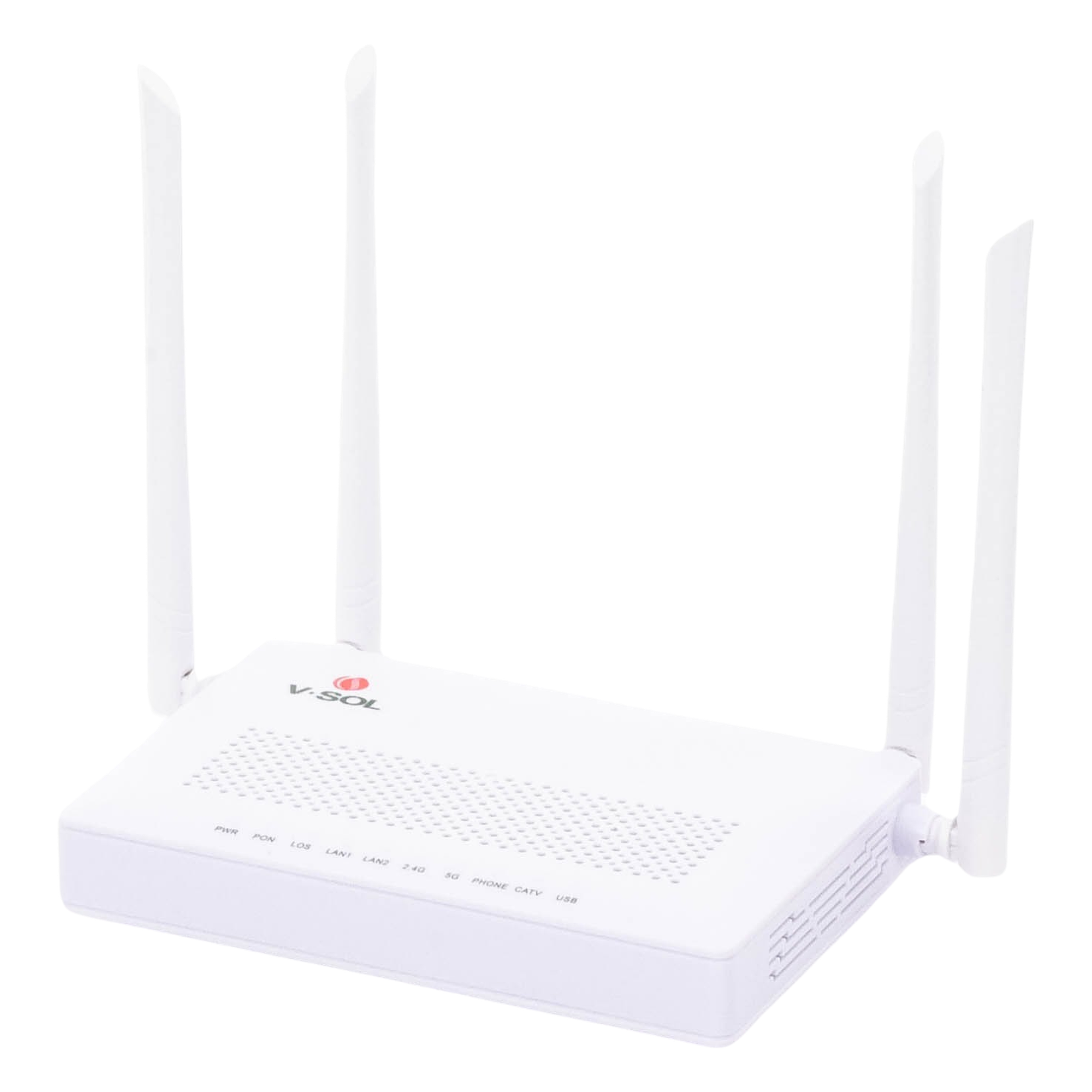 ONU Dual GPON/EPON con Wi-Fi AC de doble banda, 1 puerto SC/APC + 2 puertos LAN Gigabit + 1 puerto FXS + 1 Puerto CATV — V-SOL · SKU HG323ACT