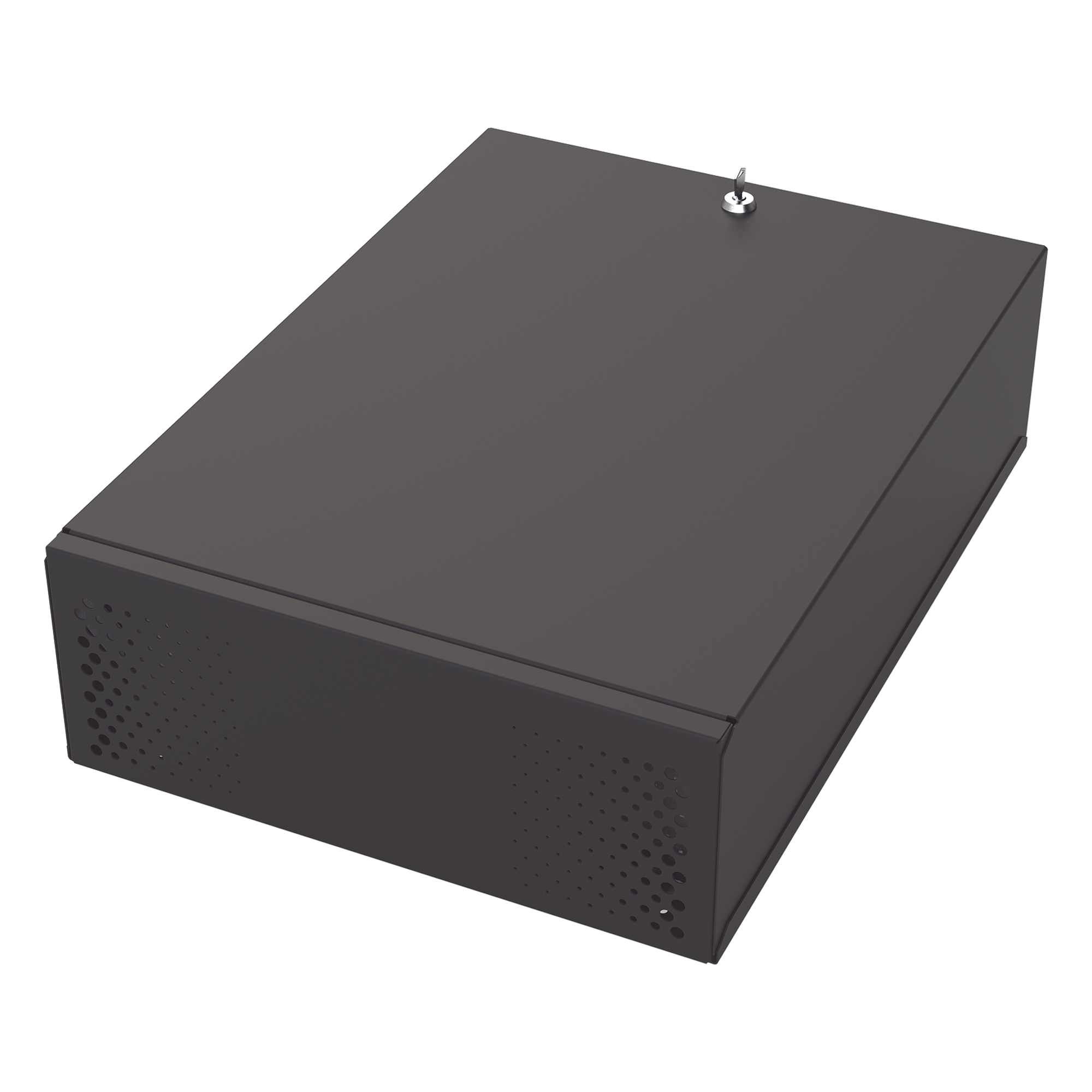 Gabinete Metálico para DVR/NVR / Acero Calibre 20 / 525x180x677 mm / Chapa con Llave / Compatible Ventilador 120 mm / Fijación Mesa o Escritorio — EPCOM INDUSTRIAL · SKU GABVID4R3