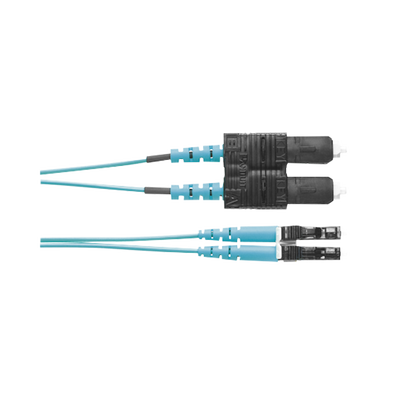 Jumper de Fibra Optica Multimodo 50/125 OM3, LC-SC Duplex, OFNR (Riser), Color Aqua, 2 Metros (6.56 Pies)