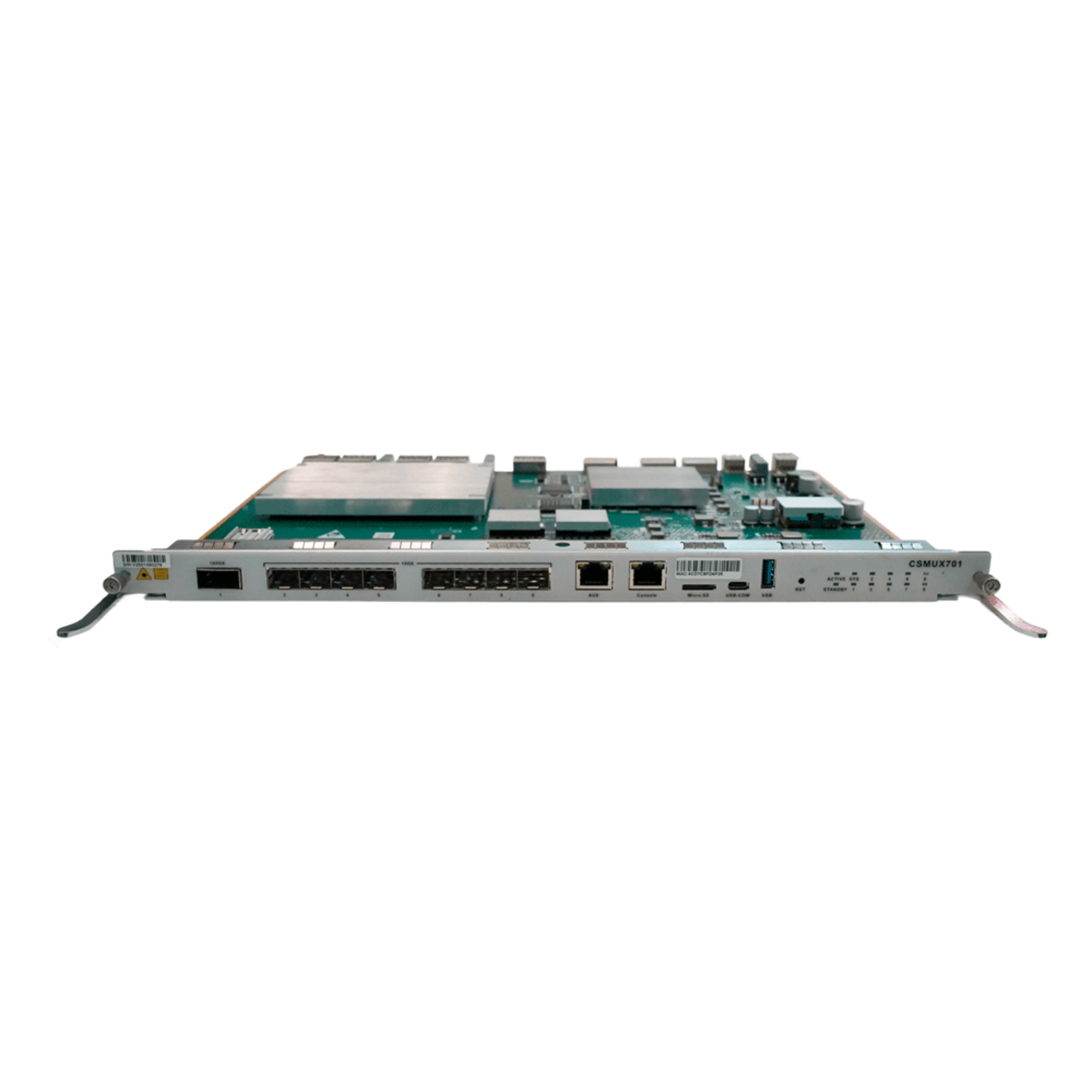 Tarjeta de Control y Uplink para OLT V-SOL V5600-X7 / 8 Puertos SFP+ (1/10G) / 1 Puerto QSFP28 (40GE/50GE/100GE) / 1 Puerto AUX · SKU CSMUX701