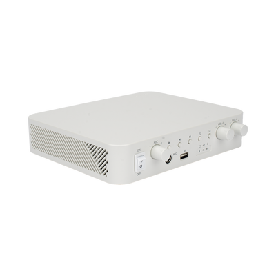 Amplificador | Bluetooth | 2 Canales con Control de volumen Independiente | 30 W por Canal | Salida 4-8 Ω x 2 | 100V COM x 2 | Una Zona | Música Ambiental