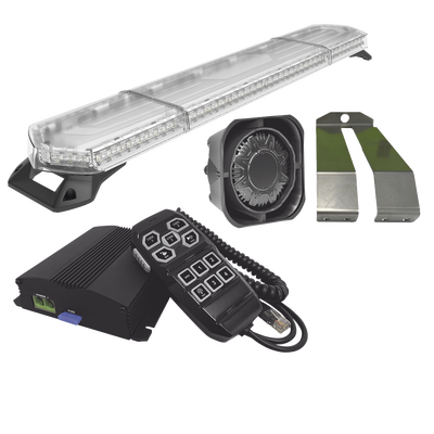 Kit de Sirena, Bocina y Torreta de 48", Con 96 LEDs, Ambar, Ideal para equipar unidades de seguridad privada, minería e industria — SIGNALPRO · SKU KITMETEORO