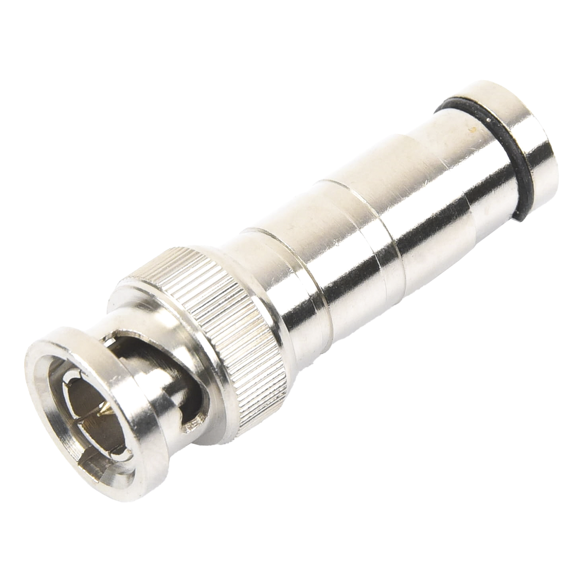 Conector BNC Macho en 75 Ohm, de Compresión Axial para Cable Coaxial RG-59/U, Níquel/ Oro/ Politetrafluoroetileno. — EPCOM TITANIUM · SKU TT-RG-16