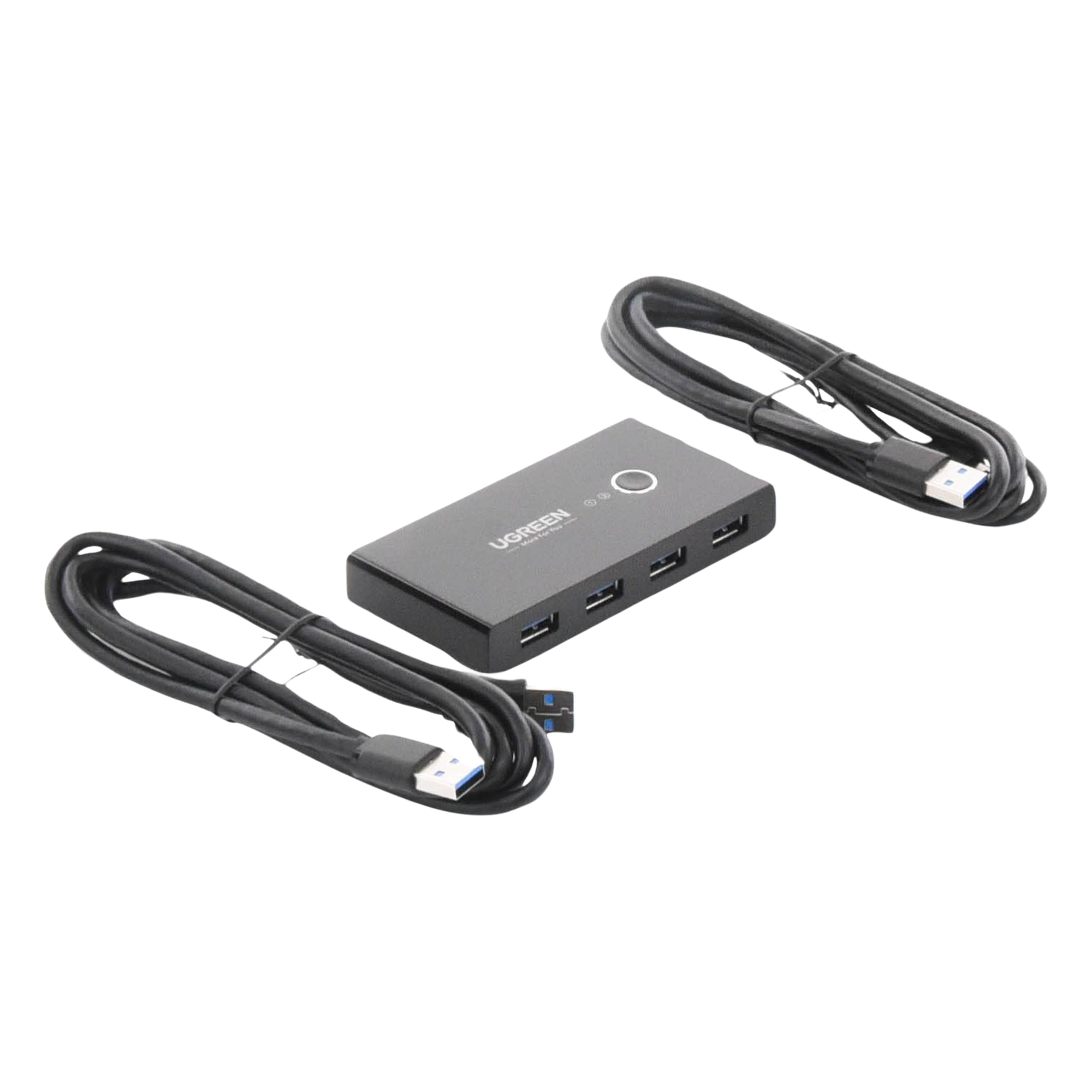 Conmutador USB para Compartir 4 Puertos USB 3.0 a 2 PC Ìs | Cambio Mediante Botón | Incluye Dos Cables USB de 1.5 m | ABS | Permite que 2 Usuarios Compartan 4 Dispositivos Periféricos USB3.0, como una impresora, un escáner, etc.