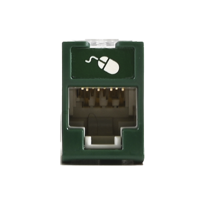 Jack UltraMAX Cat5e, UTP, Montaje Híbrido en Placa de Pared (Plano y Angulado), Color Verde, Punch Down