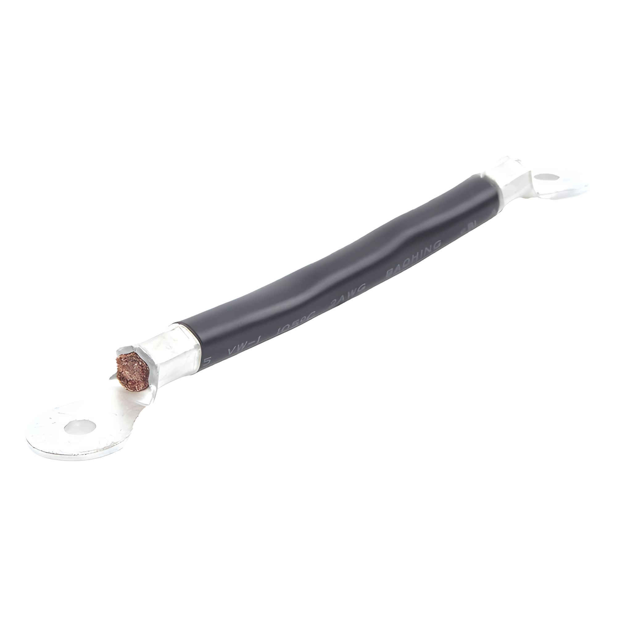 Cable para Baterías, 0.2m, Negro, Calibre 2 AWG con Terminales de Ojo en Ambos Extremos — EPCOM POWERLINE · SKU CBL-AWG2-0.2B