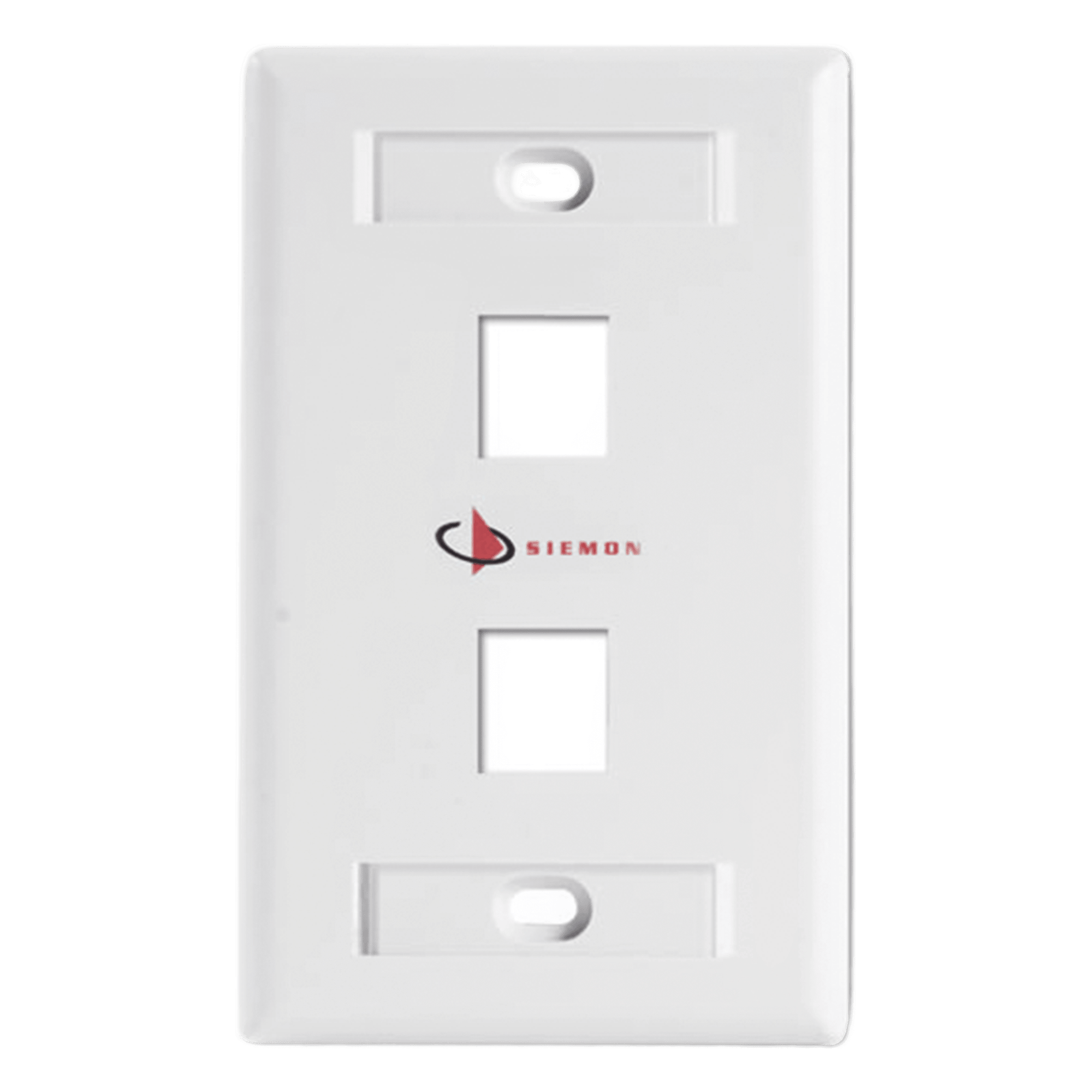 Placa de Pared Keystone de 2 Salidas, Color Blanco, para Jacks Keystone Z-MAX y MAX — SIEMON · SKU KFP-S-02-02S