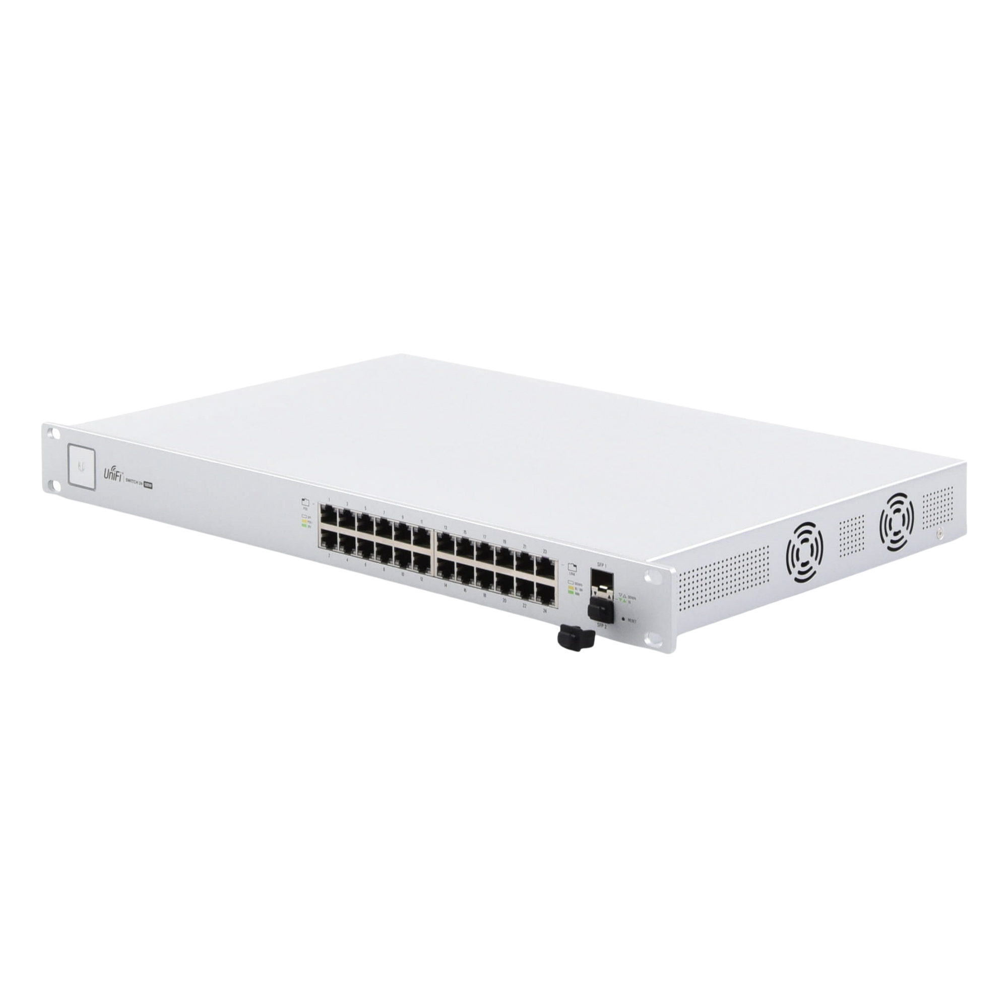 Switch PoE UniFi capa 2 Administrable de 26 puertos Gigabit (24 eth PoE y 2 SFP) 802.3 af/at / Pasivo 24V, 500 Watts, throughput de 38.69 Mpps