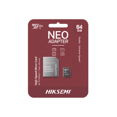 Memoria microSD con Adaptador Ideal para Celular o Tablet / 64 GB / Multipropósito — HIKSEMI by HIKVISION · SKU HS-TF-C1/64G/NEO/A