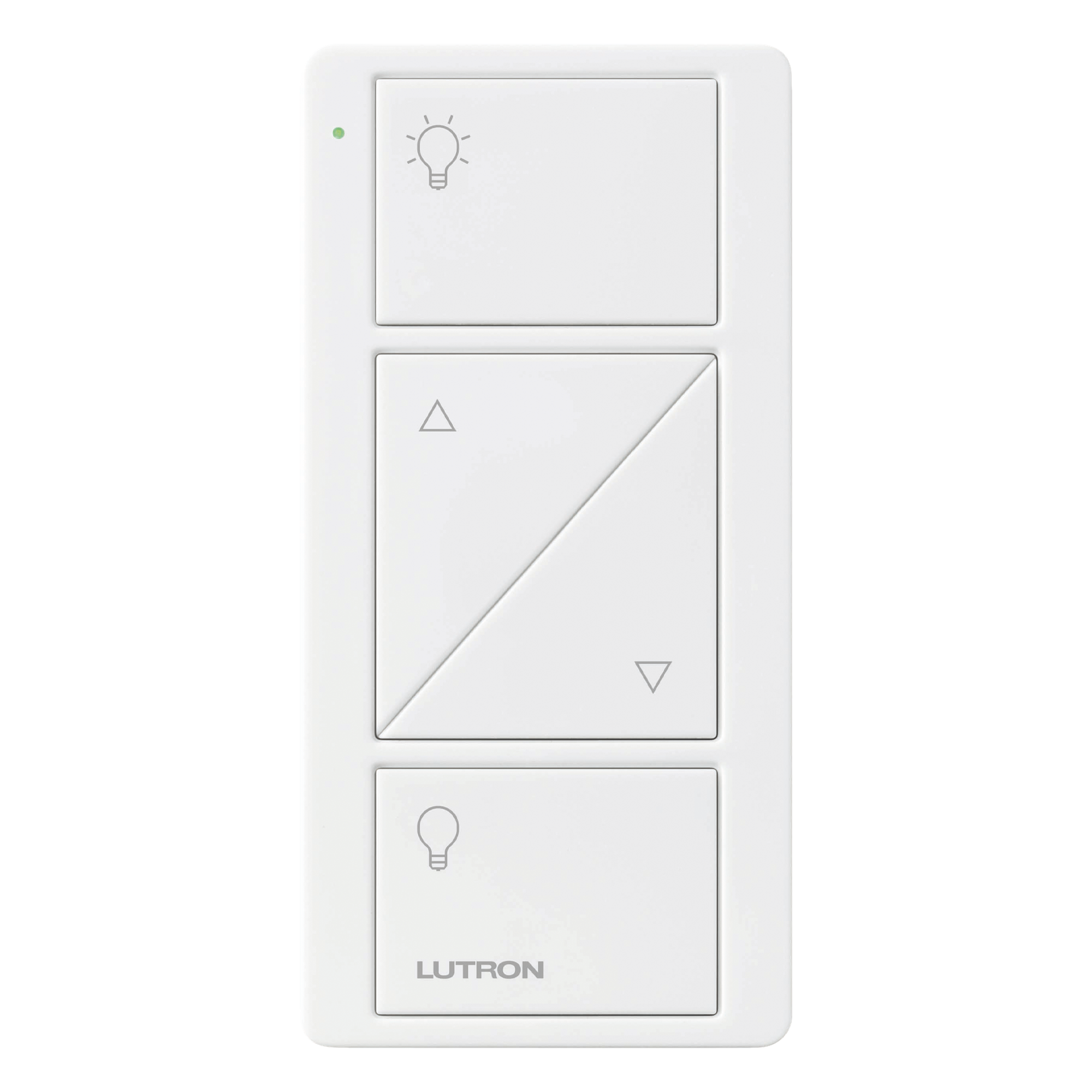 Control Pico inalámbrico de 2 botones con subir/bajar para iluminación, blanco brillante, compatible con Caséta, RadioRA 2 y HomeWorks QS — LUTRON ELECTRONICS · SKU PJ22BRLGWHL01