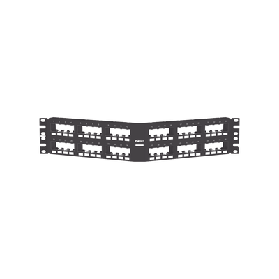 Panel de Parcheo Modular Mini-Com (Sin Conectores), Angulado Instalación la Ras, Sin Blindaje, de 48 Puertos, 2UR