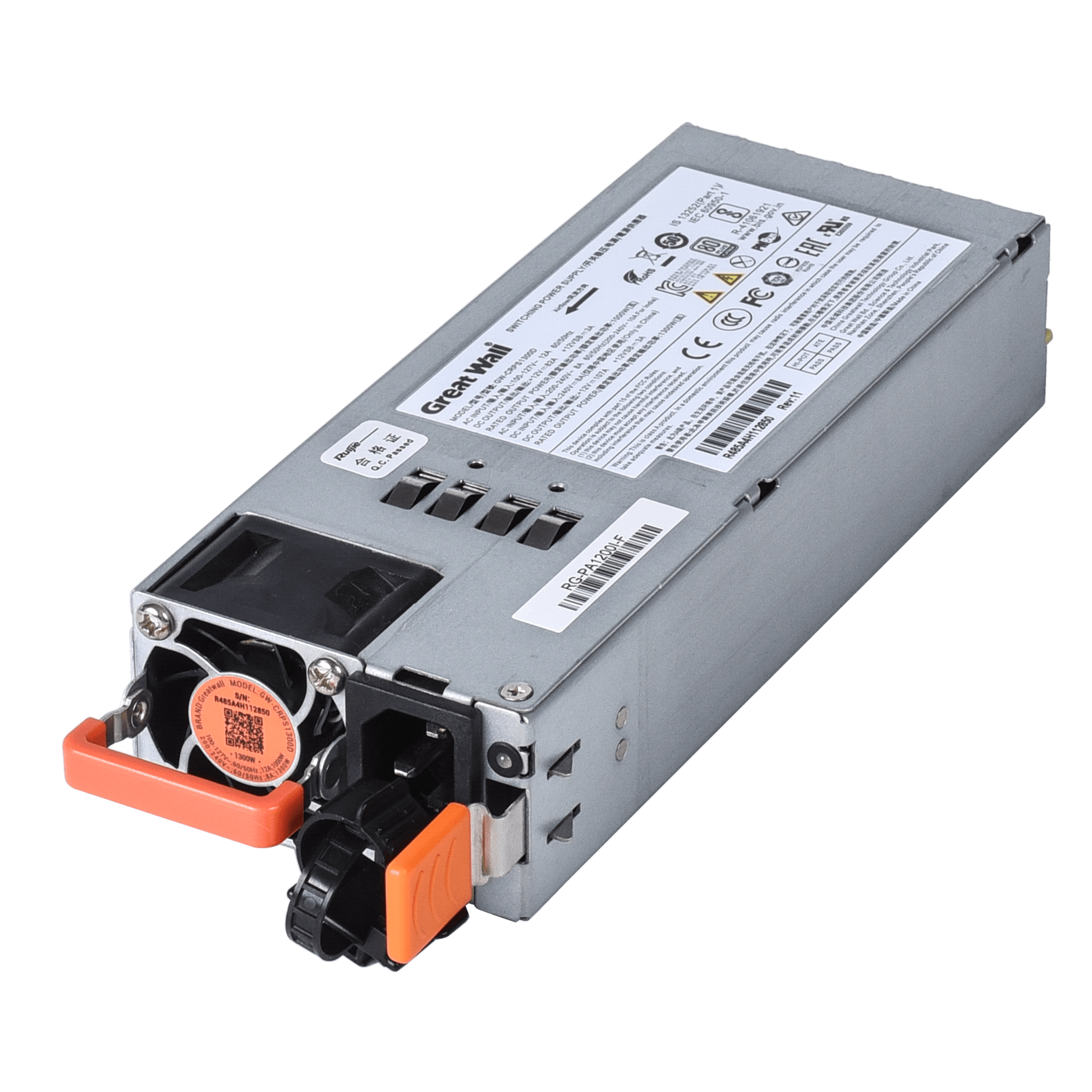 Fuente de Energía Modular, proporciona hasta 1200 Watts para Switches Data Center Ruijie Networks — RUIJIE · SKU RG-PA1200I-F