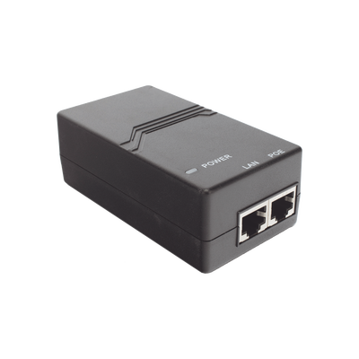 Inyector PoE estándar 15 watts, Compatible Multi-marcas, Detección Inteligente Anti Accidentes (802.3af / Gigabit)
